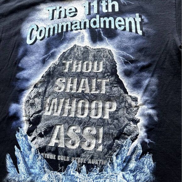 WWE WWF Stone cold Steve Austin 3:16 11th Commandment Graphic T-Shirt AAA Sz M - Picture 2 of 7